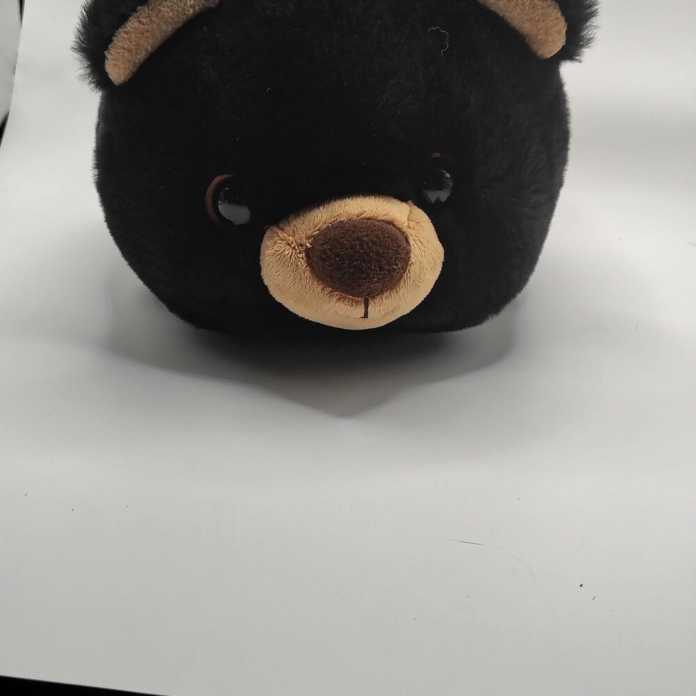 Aurora World Black Bear Plush Loaf Stuffed Animal Round Soft Pillow Body